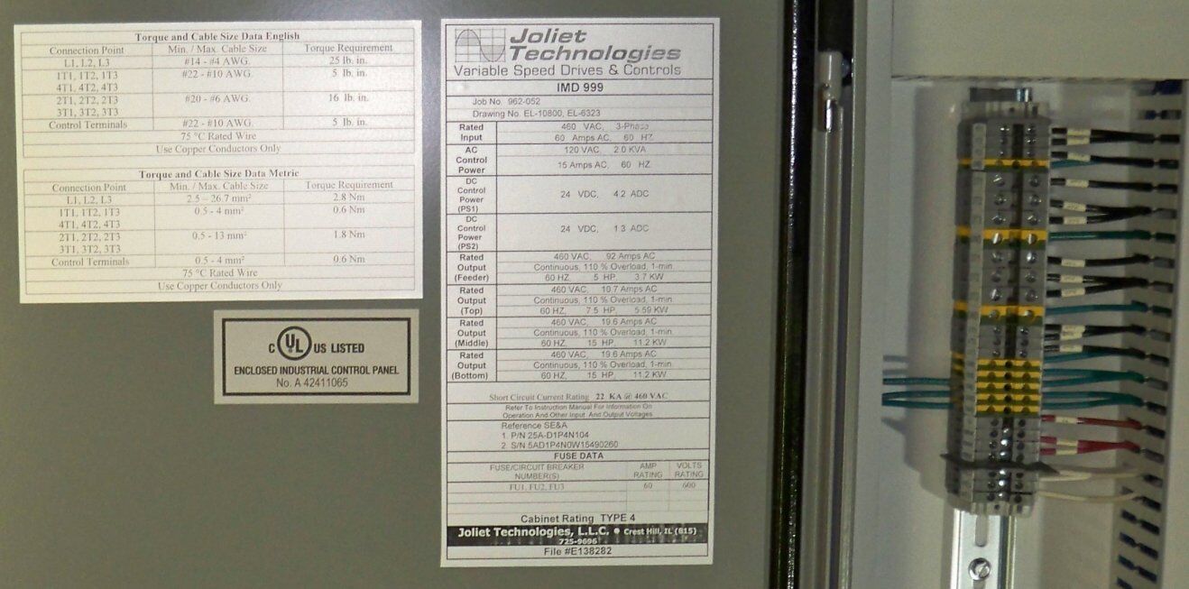 Typical UL 508A Labeling required for custom control panels