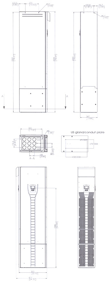 Dimensions: ACS550-02 NEMA 1 R8 Frame Size
