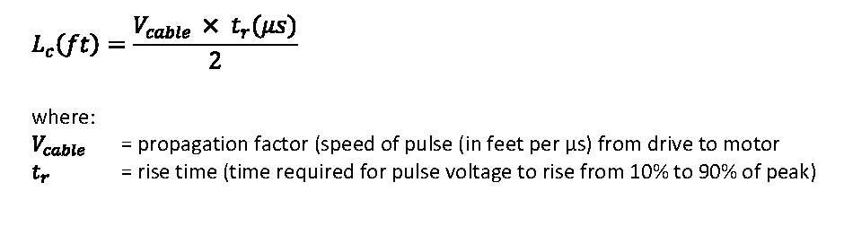 Critical cable length formula using propagation factor and rise time