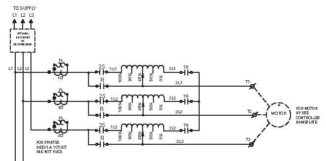 Auto-transformer starting schematic
