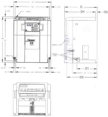 Saftronics PC10 Mini Vector AC Drive Dimensions for Part Number: PC102007-9, PC102010-9, PC104007-9 & PC104010-9�